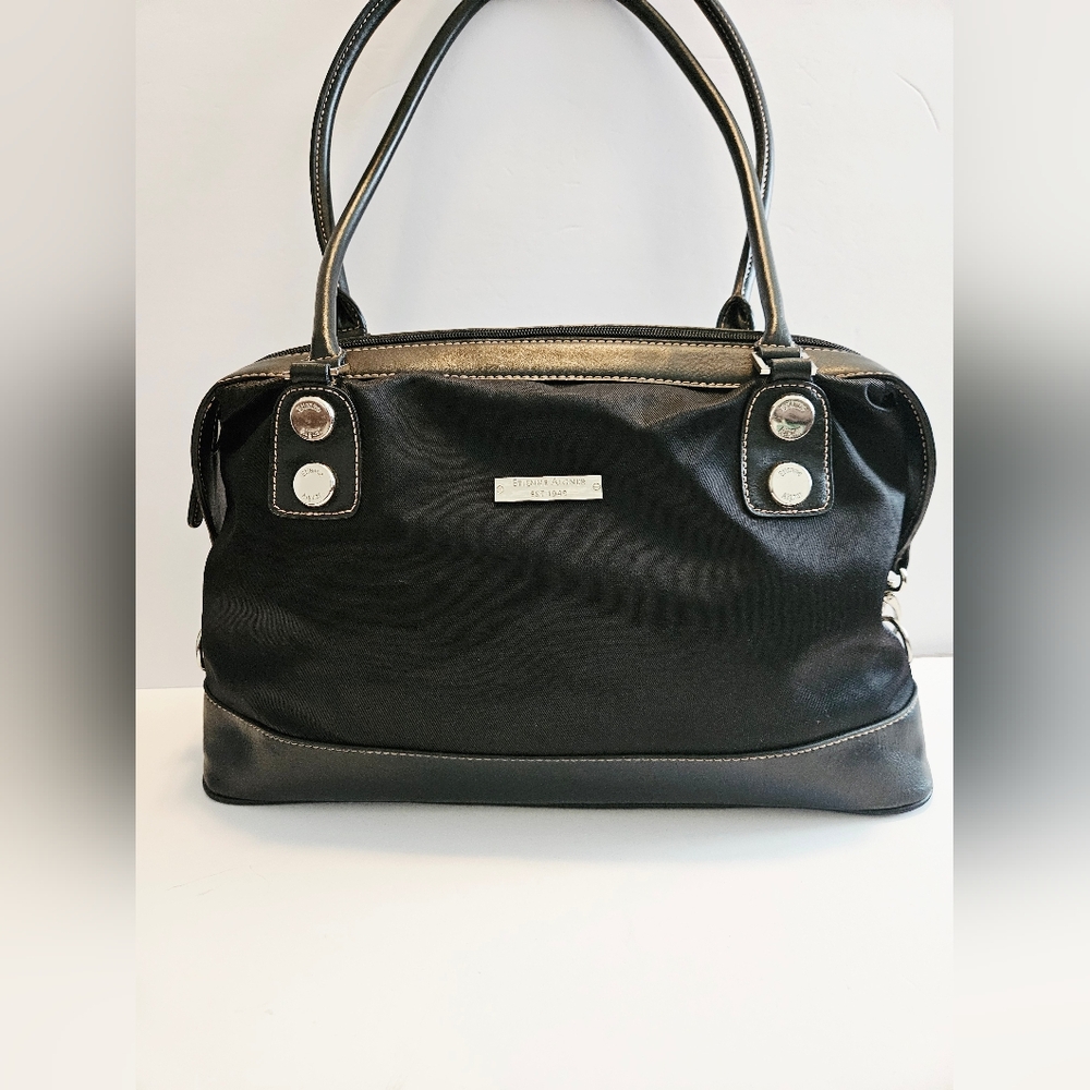 Etienne Aigner Shoulder Bag Black With Leather Accents & Silver Hardware 36008 - Picture 4 of 16